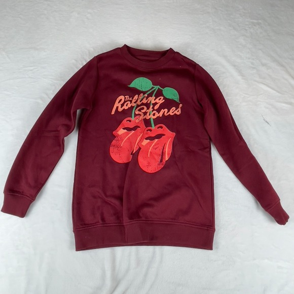 the Rolling Stones Tops - The Rolling Stones Sweatshirt Womens XS Maroon Cherry‎ Tongue Graphic Crew Neck